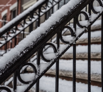 Snow on stairs