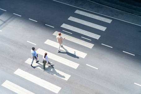 pedestrians crossing street